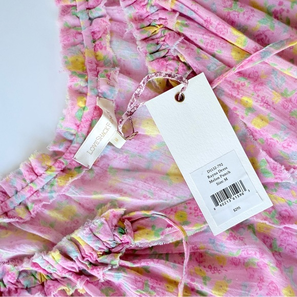 NWT LoveShackFancy Rayna Mini Dress in Melon Punch Floral Print Size M - Picture 12 of 16